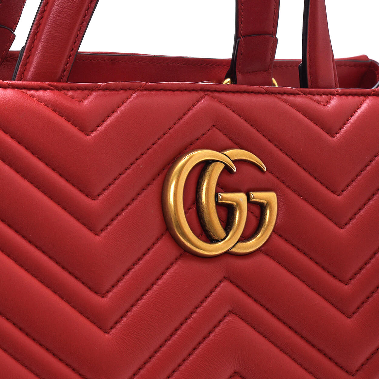 Gucci - Red Matelasse Leather GG Marmont Tote Bag